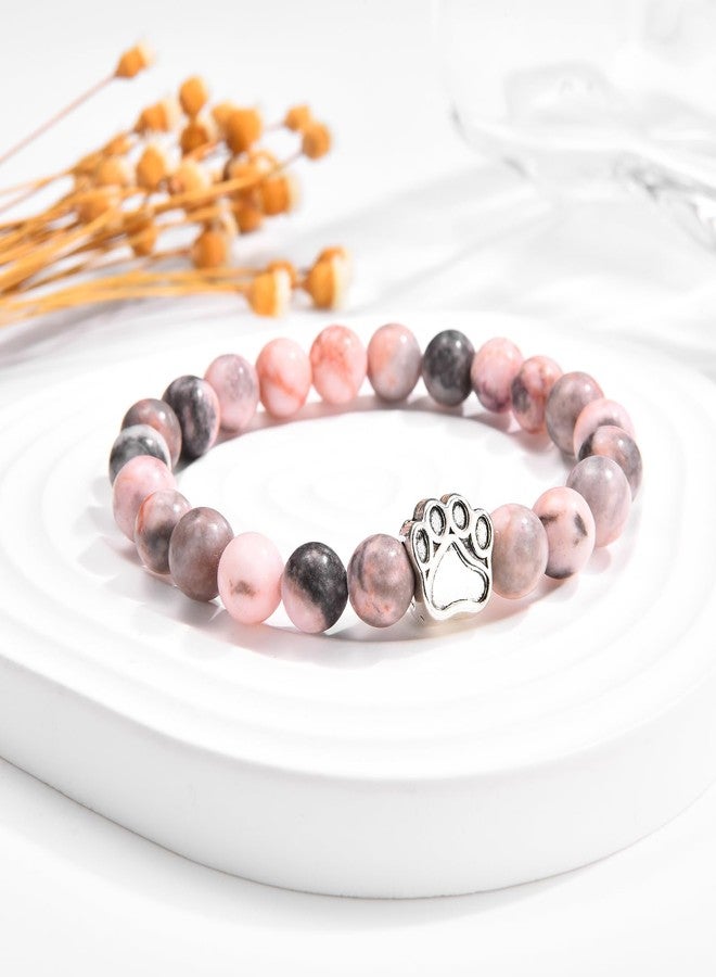 FIEEFX Dog Mom Gifts for Women as Birthday Christmas Stocking Valentines Mothers Day Easter Basket Stuffers, Beaded Paw Bracelet Gifts for Dog Mom Lovers, Pink - Image 3